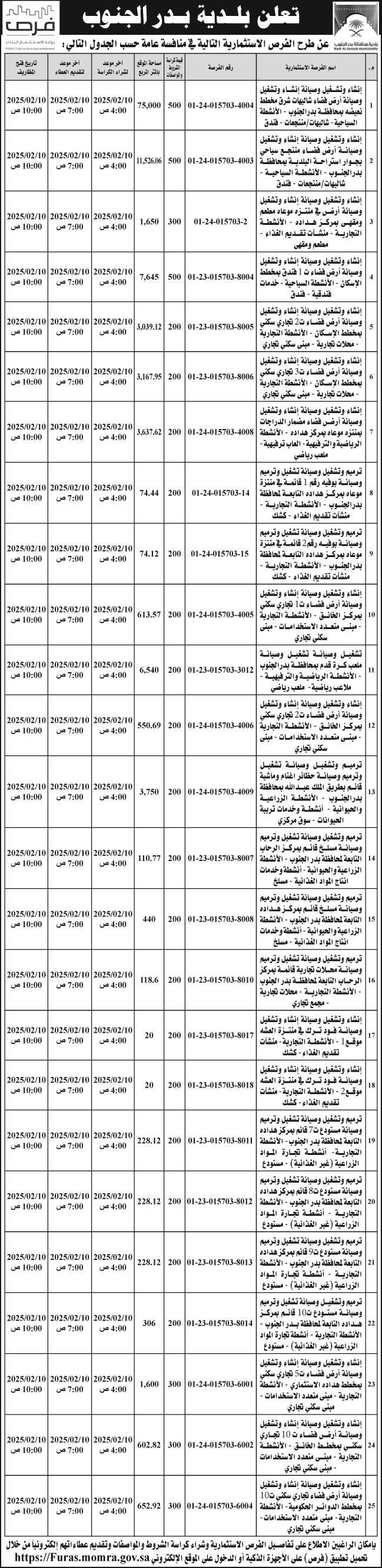 إعلان بلدية بدر الجنوب 