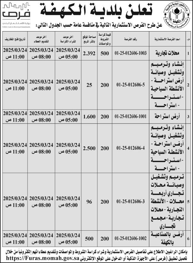 إعلان بلدية الكهفة 